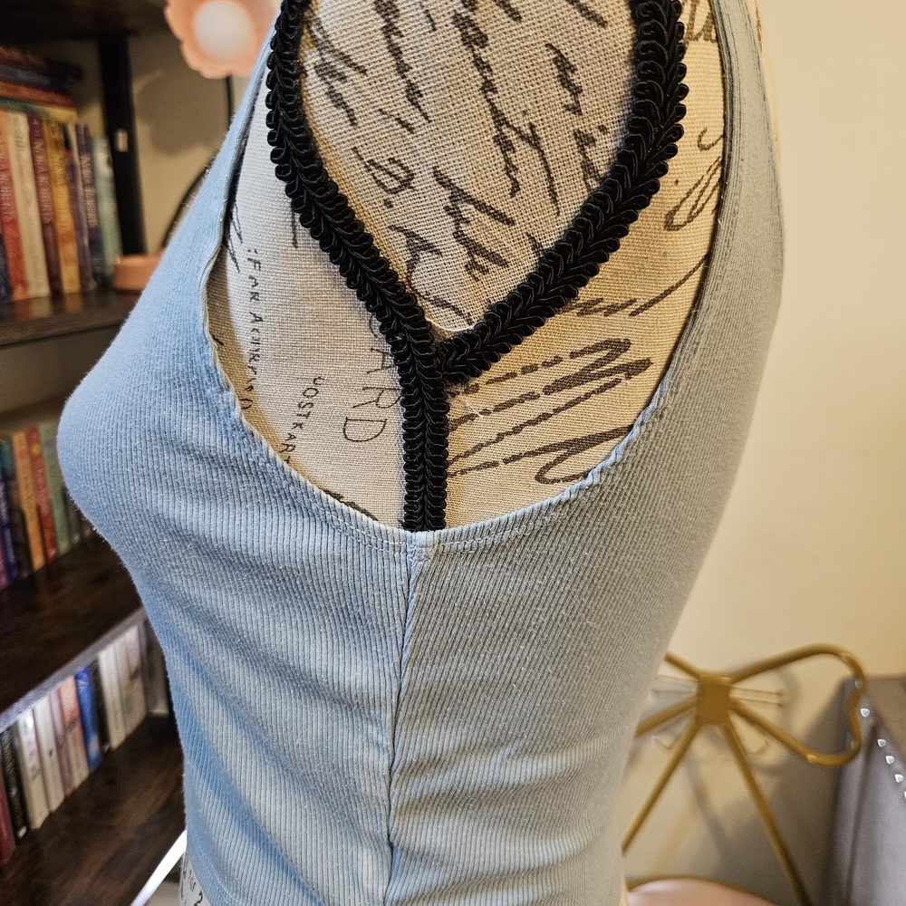 Light Blue Ribbed Women's Top - Picture 5 of 8